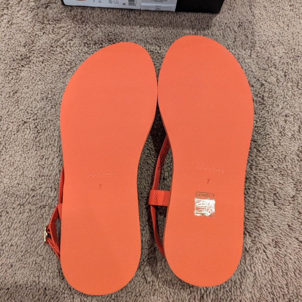 COACH Gracey Leather Red Orange Sandal Size 7 NEW WITH BOX - Picture 9 of 12